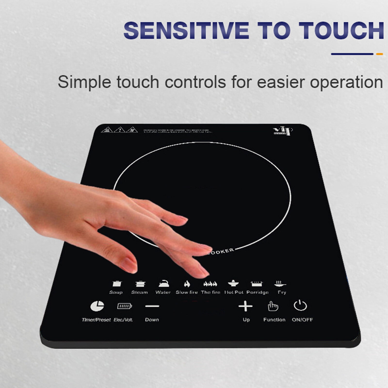 Portable Induction Cooktop Hot Plate Countertop Burner 2200W, 8 Temp Levels, Timer, Auto-Shut-Off, Touch Panel, LED Display, Auto Pot Detection, Child Safety Lock, 8 Preset Programs
