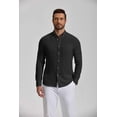 thumbnail image 3 of COOFANDY Men' Long Sleeve Button Down Shirt Casual Summer Beach Wedding Textured Linen Shirts for Men, 3 of 6