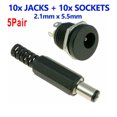 thumbnail image 4 of 10 Pairs Male Barrel Jack Plug Female Socket Panel Mount Dc 12V Power Connectors, 4 of 9