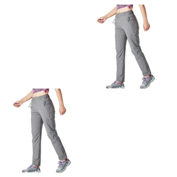 Pantalones de senderismo Sonducket para mujer secado rápido verano a prueba de arañazos Gris 3XL 2Conjunto