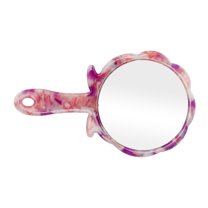 1 Pc Women Rose Shape Handheld Mirror for Business Travel Gym Purple Pink Acetate Aluminum Mirror