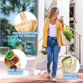 thumbnail image 3 of Queilt Canvas Grocery Bag 3pc XL Set with Real Pockets, Long Shoulder Strap and Short Handle. Heavy Duty, Foldable, Washable, 3 of 5