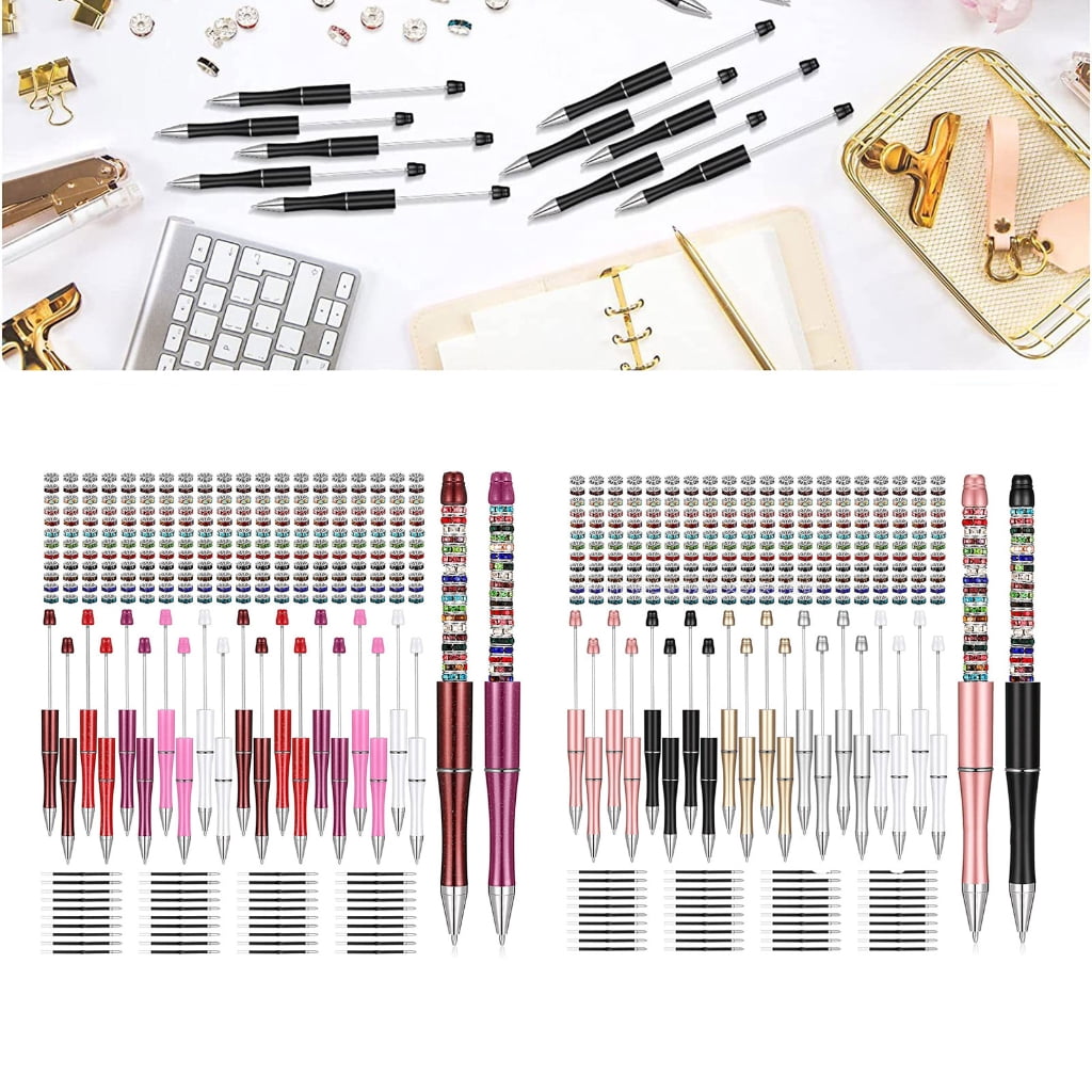300Pcs DIY Sublimation Pen Blank Beadable Ballpoint Pen with Beads, Refills