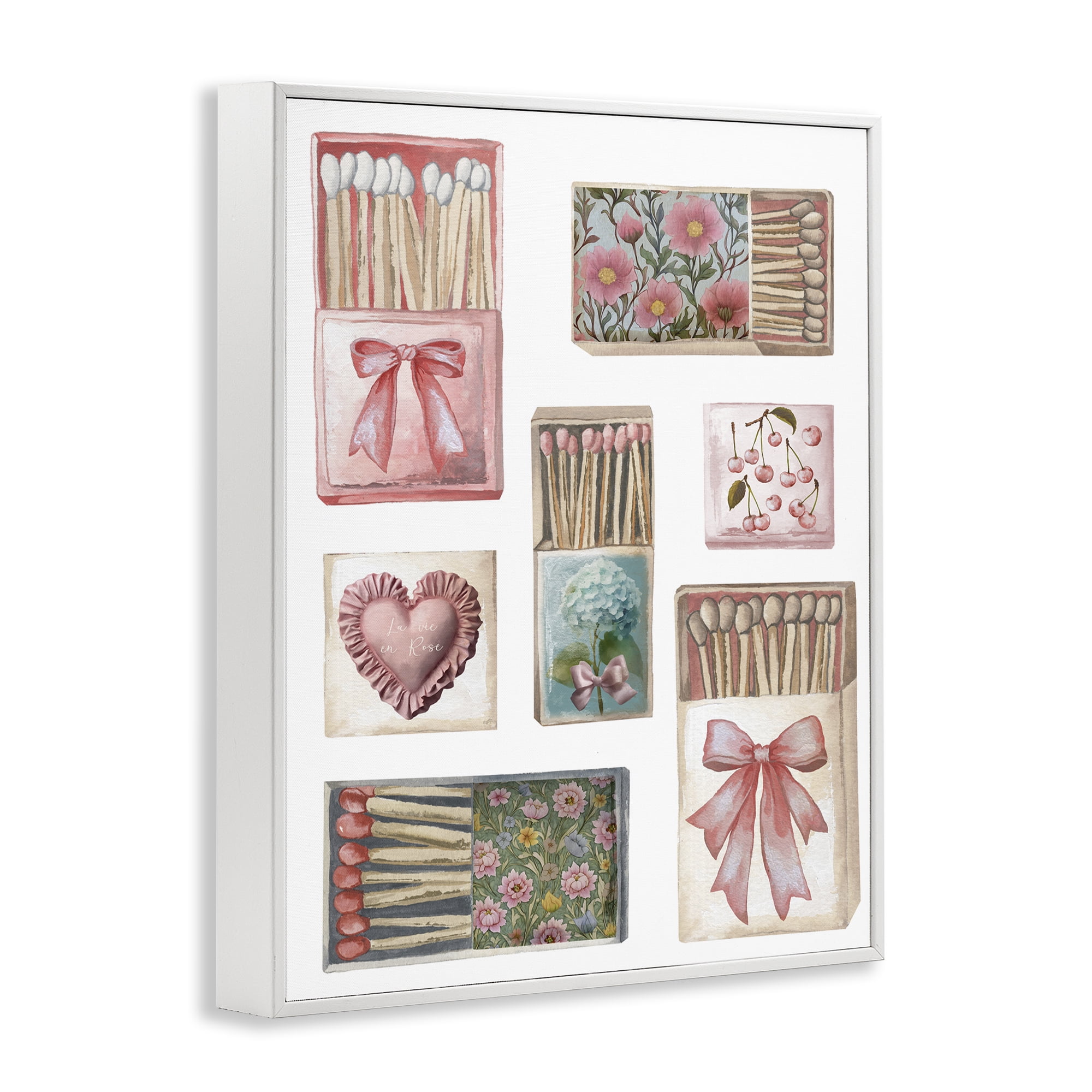 Stupell Industries Vintage Feminine Matchbooks White Framed Giclee Art, design by Elizabeth Medley