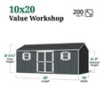 thumbnail image 4 of Little Cottage Co. 10x20 Value Workshop Shed with Operable Windows, Outdoor Wood Storage Do-It-Yourself Precut Kit, 4 of 13