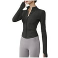 thumbnail image 3 of NJDVHB Chemisiers et Chemises à Manches Longues à Col Rond pour Femmes, Veste de Sport à Haute Élasticité pour Femmes Col Montant Haut de Yoga Ajusté Haut à Manches Longues à Col Montant pour Femmes Chemise, 3 of 4