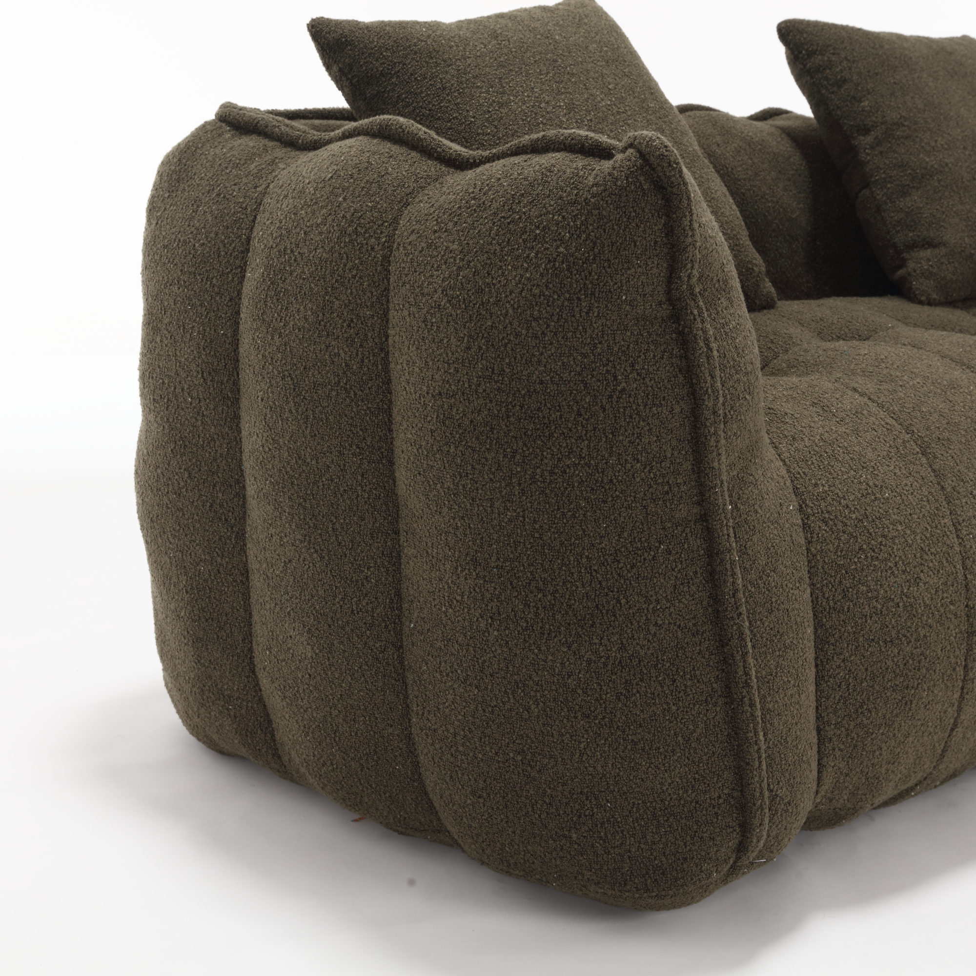 Aukfa 65" Compressed Loveseat Sofa for Living Room,No Assembly, 2 Pillow, Chenille, Olive Green