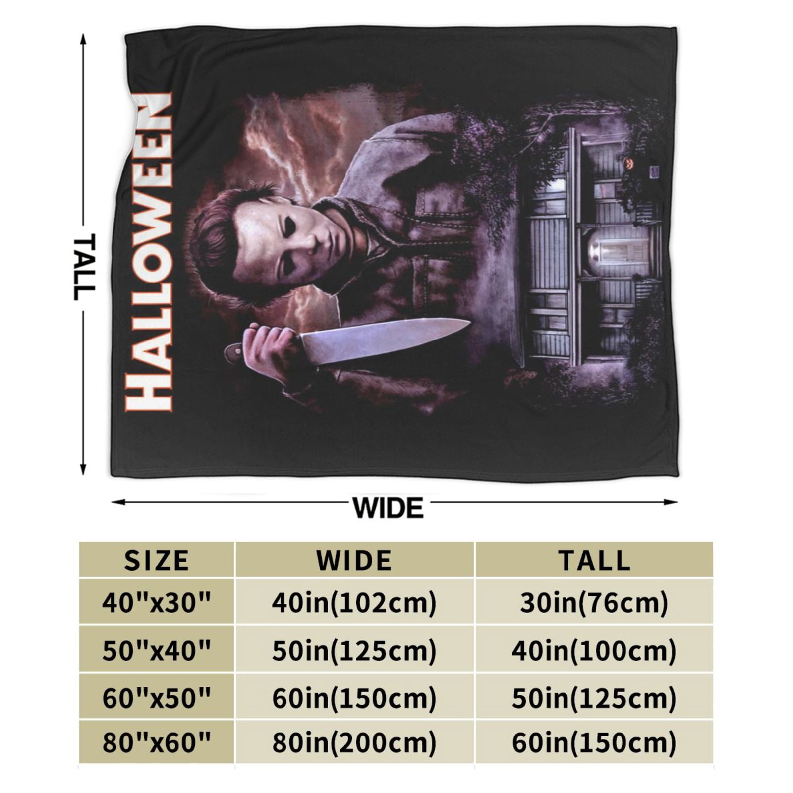 Halloween Horror Movie Throw Blanket 80"X60" Soft Flannel Lightweight Plush Air Conditioner Quilt Suitable For Sofa,Living Room,Bedroom,Double Bed