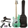 Sawtooth EP Series Left-Handed Electric Bass Guitar with Gig Bag & Accessories, Surf Green w/ White Pearloid Pickguard and Free Music Lessons
