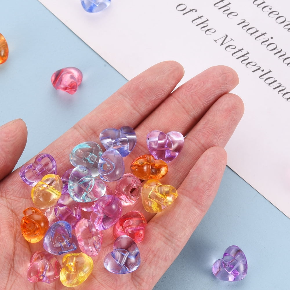 1-Hole Transparent Acrylic Buttons Heart Mixed color 13x15x10mm Hole: 2.5mm about 518pcs/500g DIY