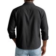 thumbnail image 3 of Fabrcox Linen Button Down Shirt Men Roll Up Collared Men's Long Sleeve Shirts Sun Protection Vacation Travel Yoga Summer Mens Beach Tops Black XXXL, 3 of 3