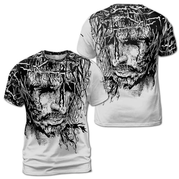 Gothic Grunge Jesus Sketch God Christian Lover 3D T-Shirt S-5XL