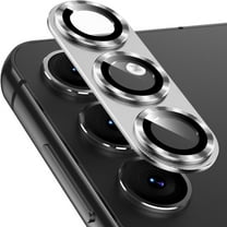 Dteck Camera Lens Protector for Samsung Galaxy S25 Plus / S25 , [Full Protection] HD Tempered Glass with Alloy Metal Ring Camera Cover Accessories,Silver
