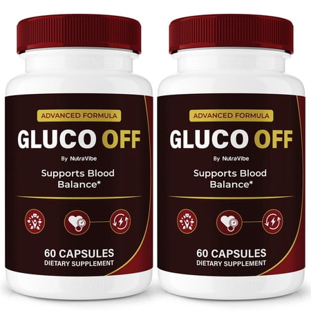 (2 Pack) Gluco OFF – Original Formula with a Clean Blend to Support Healthy Circulation, Natural Energy & Balanced Levels | Just 2 Easy-to-Swallow Pills Daily (120 Capsules)