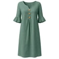 thumbnail image 5 of fheaev Women's Midi Dress Short Sleeve V Neck Button Down Loose with Pockets for Casual Mint Green 2XL, 5 of 8
