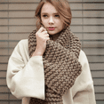 thumbnail image 1 of Bufandas de lana hechas a mano para mujeres en invierno, bufanda cálida de punto para amantes de los estudiantes de Color sólido grueso (caqui), 1 of 5