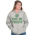 thumbnail image 5 of Kiss Me I'm Cute Saint Patricks Day Zip Hoodie Sweatshirt Women Brisco Brands X, 5 of 6