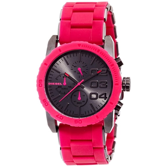 Diesel Watch Women Pink Silicone Quartz Grey Dial DZ5362