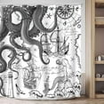 thumbnail image 5 of Black Gray Nautical Octopus Shower Curtain Grey Mermaid Funny Ocean Kraken Shower Curtains for Bathroom Cool Anchor Coastal Map Waterproof Fabric Bath Curtain with Hooks 72x 72, 5 of 6