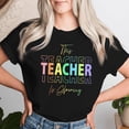 thumbnail image 2 of This Teacher Is Glowing Hello Summer End Of School Women T-shirt – Fun Teacher Summer Break Graphic Tee, Last Day of School Celebration Shirt, Perfect Gift for Educators, Staff, 2 of 3