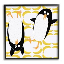 Stupell Industries Kids' Arctic Penguin Pair Yellow Banana Pattern, 12 x 12,Design by Carla Daly