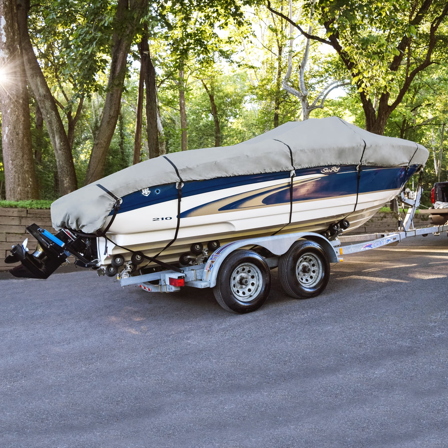 Budge 1200 Denier Low Profile Flat Front Boat Cover, Waterproof Outdoor Protection, Size BTSD-3: 16'-18' Long, 90" beam
