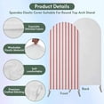 thumbnail image 3 of Red Striped Arch Backdrop Cover, Spandex Fitted Wedding Arch Cover, Red White Stripes Farmhouse Round Top Stand Covers for Birthday Ceremony Bridal Shower Party Decor 6.6x3.3 Ft, 3 of 9