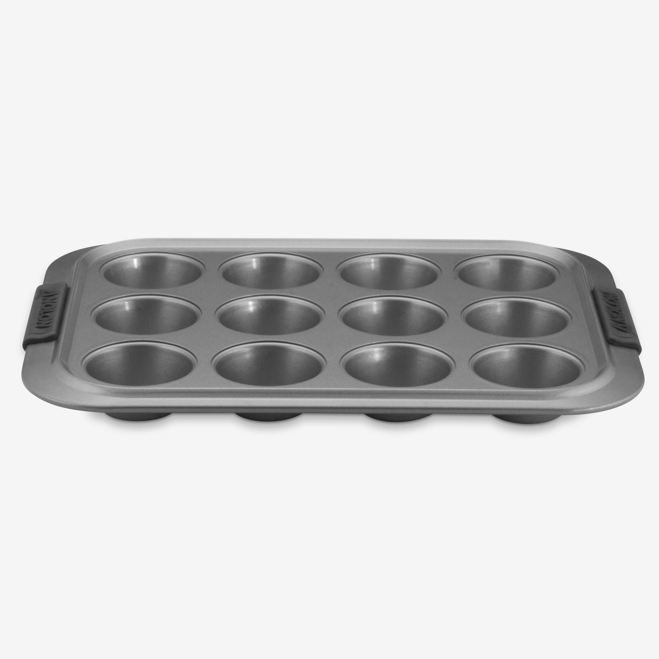 Basics Nonstick Round Muffin Baking Pan, 12 Cups, Set of 2, Gray,  13.9x10.55x1.22