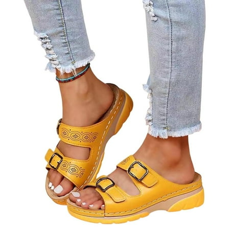 

Thick-Soled Outdoor Wear Sandals Comfortable and Breathable Slippers for Daily Wear Summer Dressy Party 38 Yellow