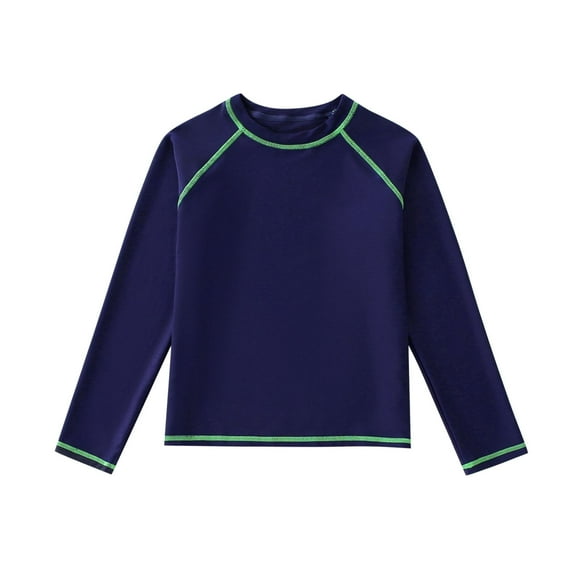 Long Sleeve Swim Shirts Swimwear For Kids Boys Tops Navy 3Xl/6 Y—7 Y