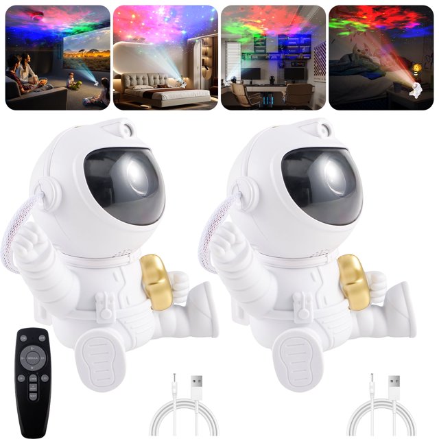 Proyector de estrellas GHOJET, proyector de galaxias de astronautas, proyector de estrellas de astronautas con rotación de 360°, luz nocturna con modo estrella y modo brillo, luz de galaxia