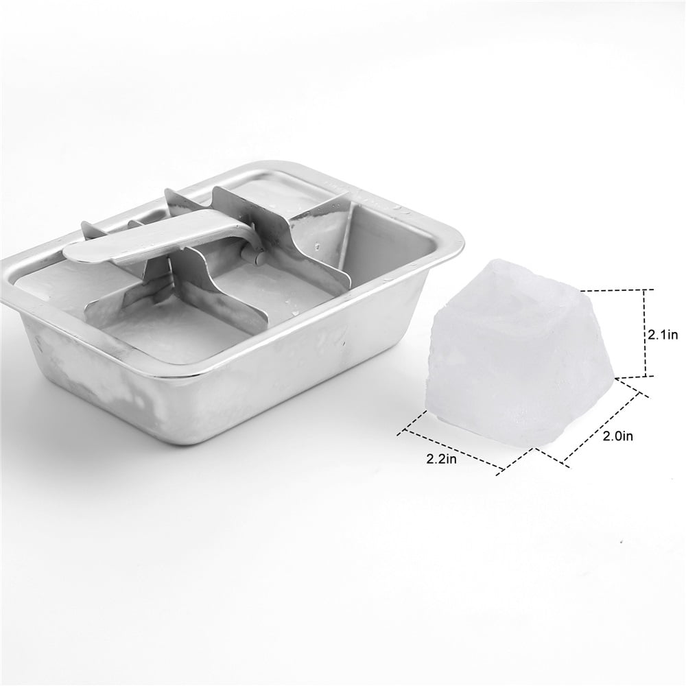 Professional Ice Cube Trays Stainless Steel - 6-Large Slot Heavy Duty Metal Icecube Mold, Non-Toxic Freezer Tray with Lever Release, Bar & Kitchen Use