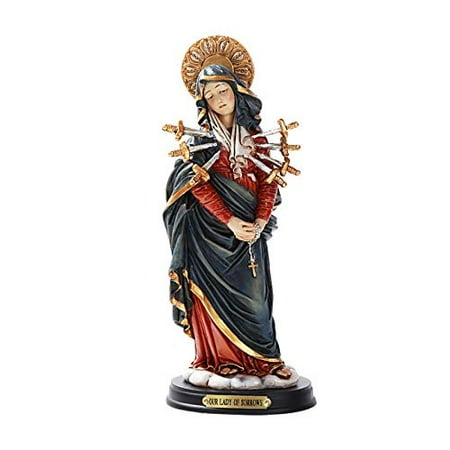 Silver Plated Giftware - Pacific Giftware Our Lady of Sorrows Wood Base with Brass Name Plate Home Decor