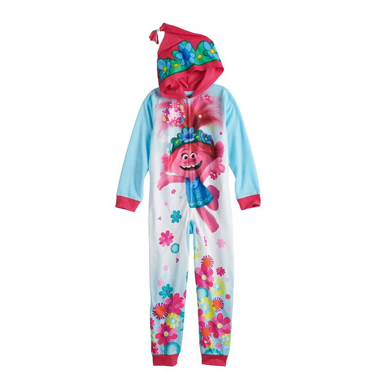 Girl Trolls Onesie All in One Pyjamas Fleece Hooded 