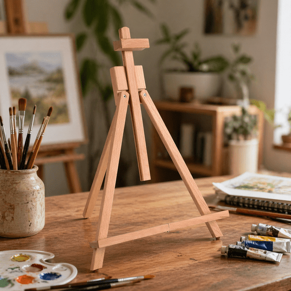 Falling in Art 25" Beechwood Tabletop Easel, A-Frame Display Stand for Painting, Canvas, Photos, and Signs