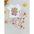 thumbnail image 2 of Jkerther Halloween Baby Girl Clothes Letter Print Short Sleeve T-Shirt and Pumpkin Print Flare Pants Summer Clothes, 2 of 7