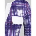 thumbnail image 4 of Talla grande enrolla hacia arriba la tapa irregular de la tela escocesa de la manga Rosegal Blusas Tallas Grandes, 4 of 5