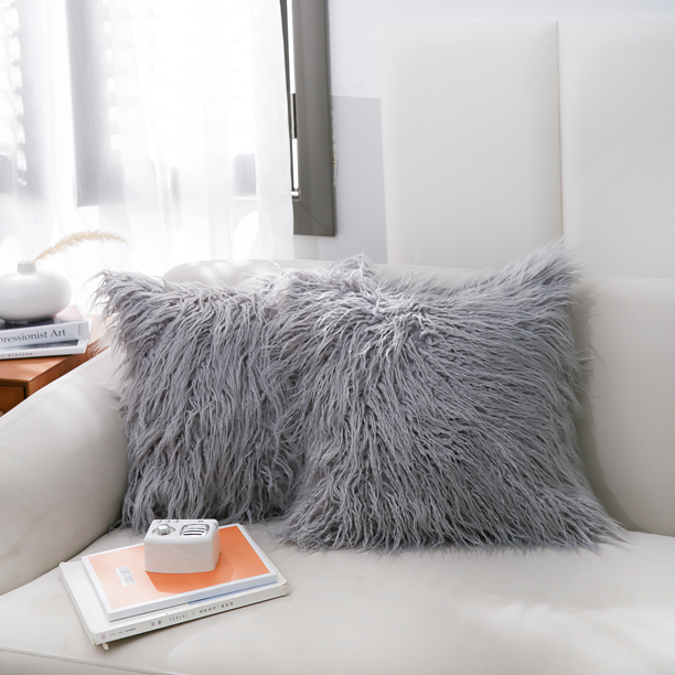Extra Cozy 2 Packs Faux Fur Throw Pillow Covers 18x18 inchesDecorative
