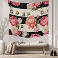 thumbnail image 5 of Flower Stripes Large Tapestry for Bedroom Wall Hanging Tapestry,Black White Geometric Pink Rose Floral Ceiling Backdrop Tapestries Poster Blanket Wall Decor for Teens Room Living Room Dorm 100" x 59", 5 of 8