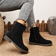 thumbnail image 6 of Viluyesy Womens Suede Mid Calf Boots, Front Zipper Thicken Heels Round Toe Fall Winter Trendy Moto Boots Black US9, 6 of 9