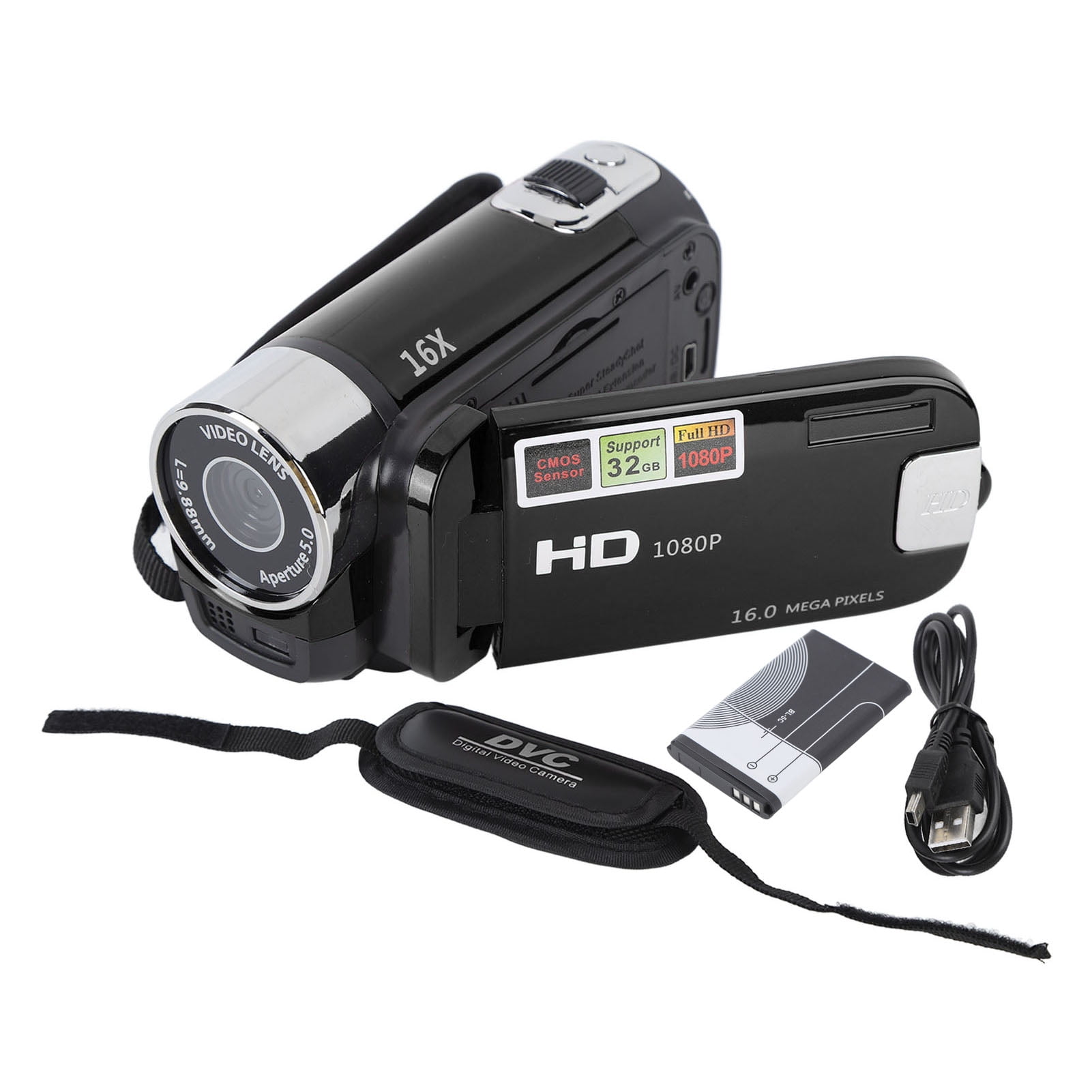 1080P HD Camera Camera Camcorder, 16MP DV Camera 16x Digital Zoom Video Camera, 2.7in TFT Rotatable Screen, Built In Speakers, USB