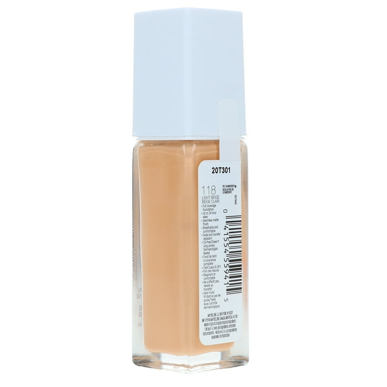 Maybelline Super Stay Liquid Foundation Makeup, Full Coverage, 118