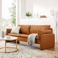 thumbnail image 2 of Sofa, Faux Vegan Leather, Tan, Modern Contemporary Urban Design, Living Lounge Room Hotel Lobby Hospitality, 2 of 9