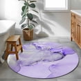 thumbnail image 3 of Round Rugs 3Ft, Purple Marble Round Area Rug Washable Indoor Throw Carpet, Modern Abstract Waves Silvery Farmhouse Small Non Slip Circle Rug for Bedroom Living Room Home Decor Aesthetic, 3 of 8