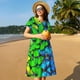 thumbnail image 4 of Fotbe Multicolored Butterflies Vestido Largo de Moda para Mujer, Vestido Tipo Camiseta con Manga Corta y Estilo Casual a Rayas y Bloques de Color, 4 of 6