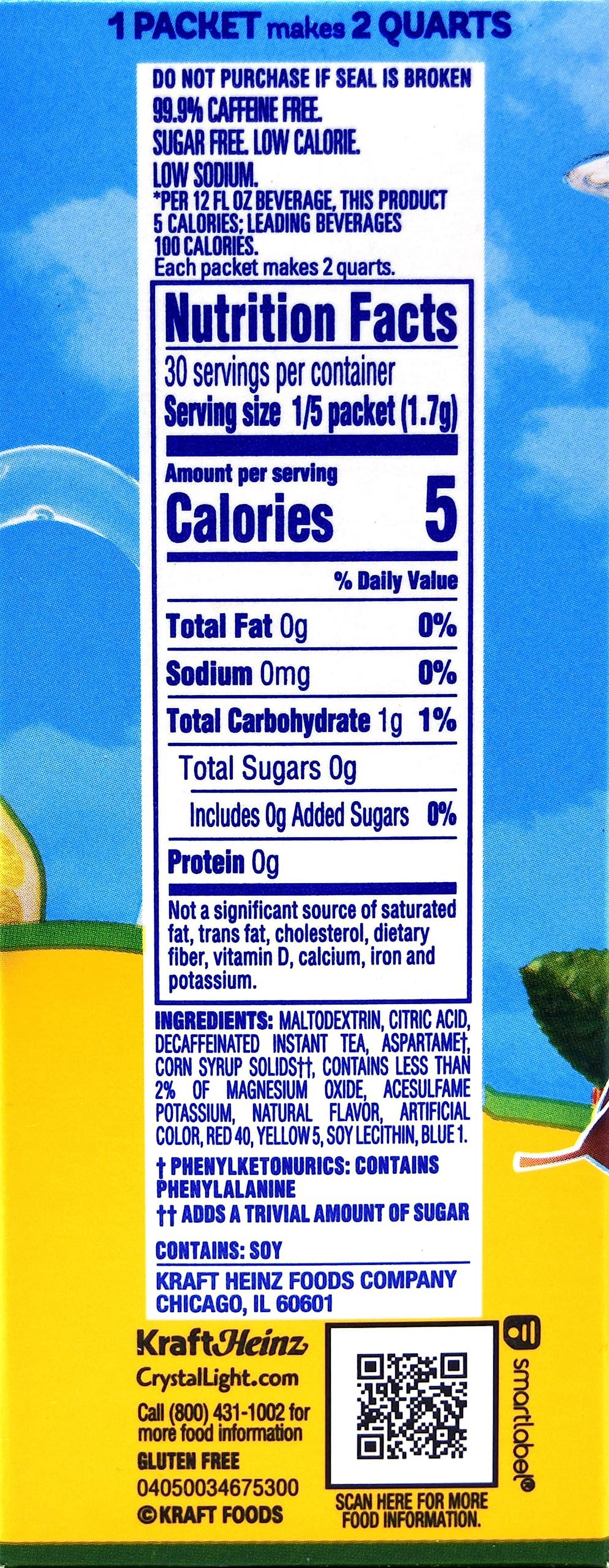 Crystal Light Decaf Lemon Iced Tea Natural Flavor Drink Mix, 12-Quart Canister (Pack Of 10)