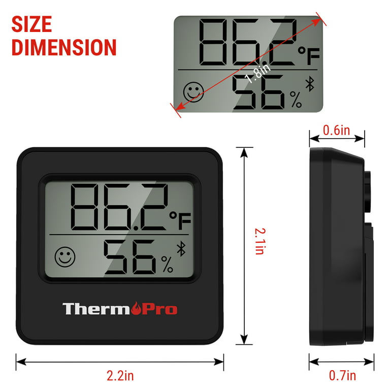 ThermoPro Black Digital Thermometer Indoor Hygrometer with Temperature and Humidity Monitor
