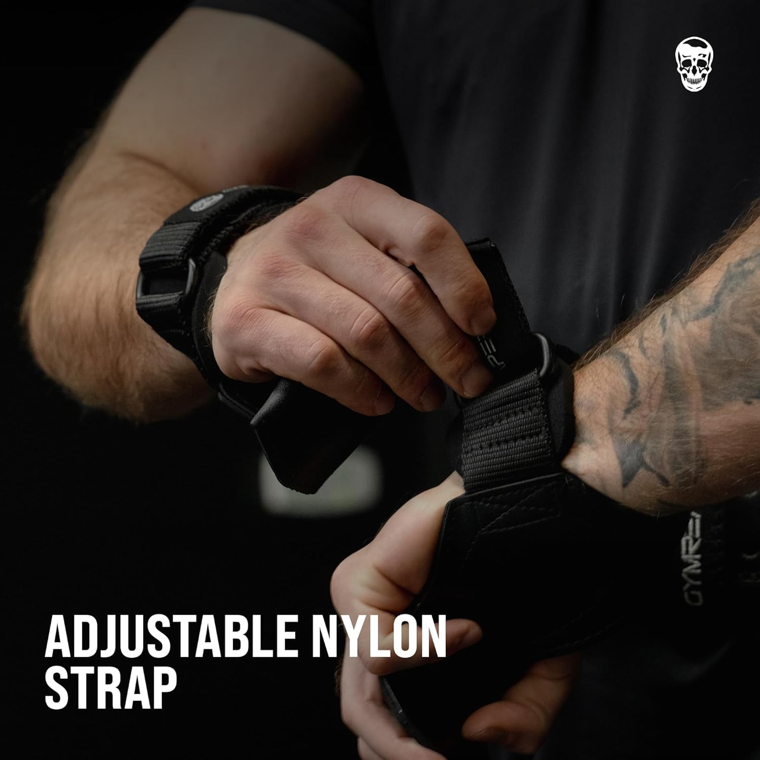 Gymreapers Weight Lifting Grips (Pair) for Heavy Powerlifting, Deadlifts, Rows, Pull Ups, with Neoprene Padded Wrist Wraps Support and Strong Rubber Gloves or Straps for Bodybuilding (Black, Medium)