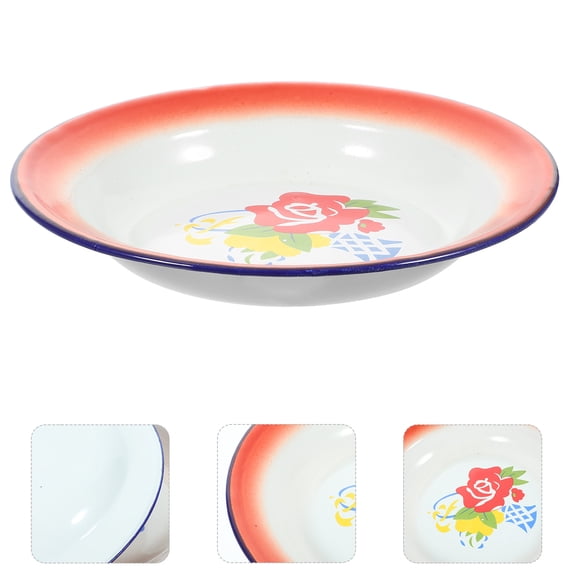 Toyandona 3Pcs Enamelware Plates Assorted Colors Vintage Style Food Serving Plates for Home Use