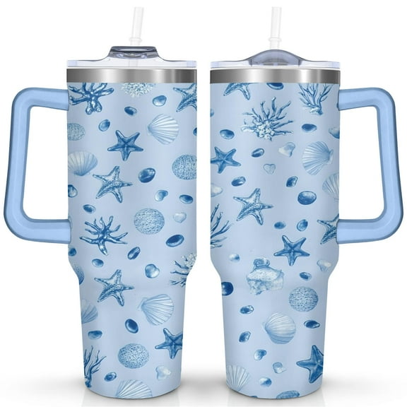 40 OZ Starfish Travel Mug Gifts for Women Men Birthday Travel Cup Gifts for Husband Son Dad Insulated Stainless Steel Water Bottle with Handle
